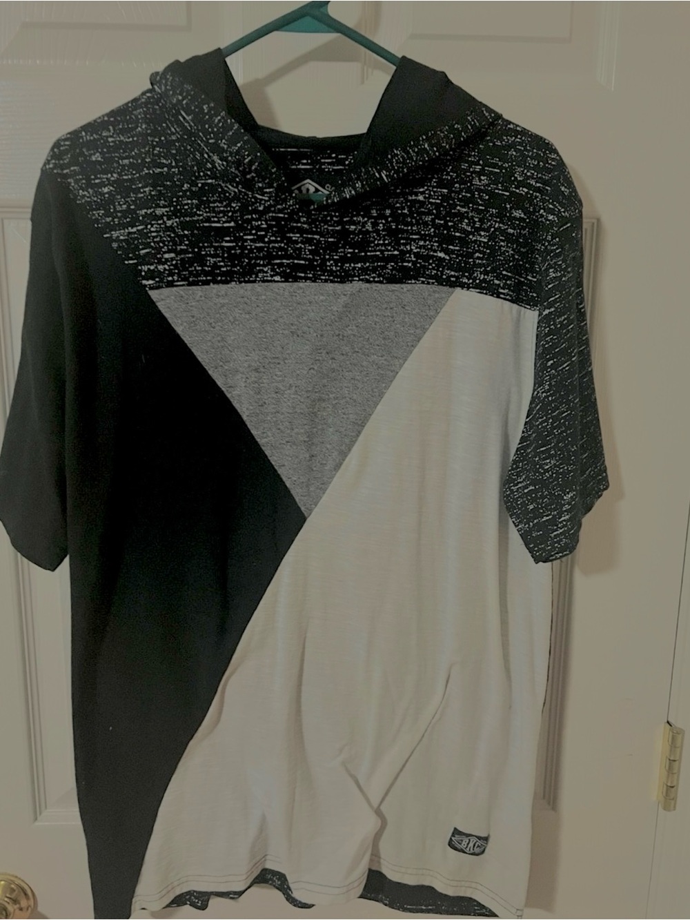Brooklyn Cloth Black, Gray & White Colorblock Short Sleeve Hooded Tee